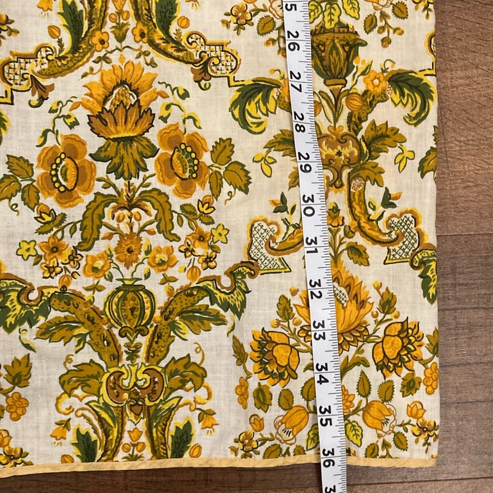 Vintage Pinafore Floral Print Warm Earthy Yellow Green Full Bib Apron OSFM - Picture 7 of 9